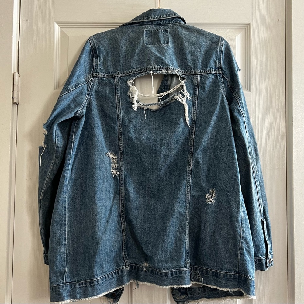 Forever 21 + Distressed Denim Jacket, Size 0x